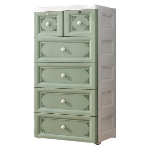 Cómoda verde de 5 niveles con amplio almacenamiento