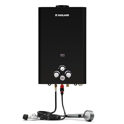 GASLAND 16L Propane Outdoor Tankless Water Heater, 4.22GPM Instant Hot Water Heater for Off Grid, Adjustable Temperature, Overheating Protection, Easy to Install, Black, BE422B