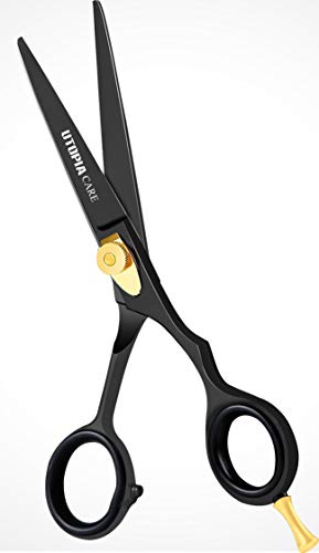 Professional Barber Hair Cutting Scissors/Shears (6.5 Inches) With Fine Adjustable Tension Screw And Detachable Finger Rest - Black #TOP4