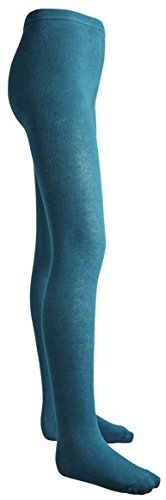 Sportoli Girls Flat Knit Cotton Hold and Stretch Footed Winter Tights - Teal (size 8/10)2