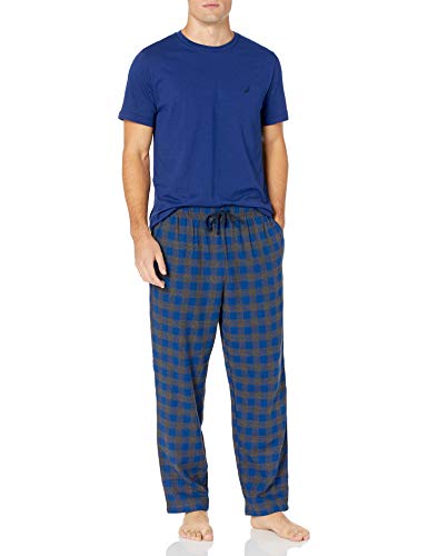 Nautica Men's Flannel Pant Pajama Set, Blue Depths, Large