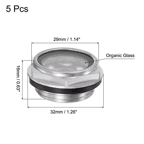 Image of uxcell Air Compressor Oil Level Gauge Sight Glass G3 /4 Male Threaded Aluminum Indicator Sight Window 5Pcs