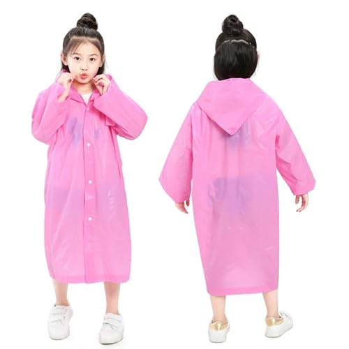 Rain Ponchos for Kids, 2 Pack Reusable Raincoats Jackets with Hoods and Sleeves Lightweight for Girls Boys