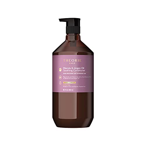 THEORIE Marula and Argan Oil Soothing Conditioner - Rejuvenate & Moisturize - Suited for Over-Processed & Distressed Hair - Sulfate Free - Protects Color and Keratin Treated Hair, Pump Bottle 800mL