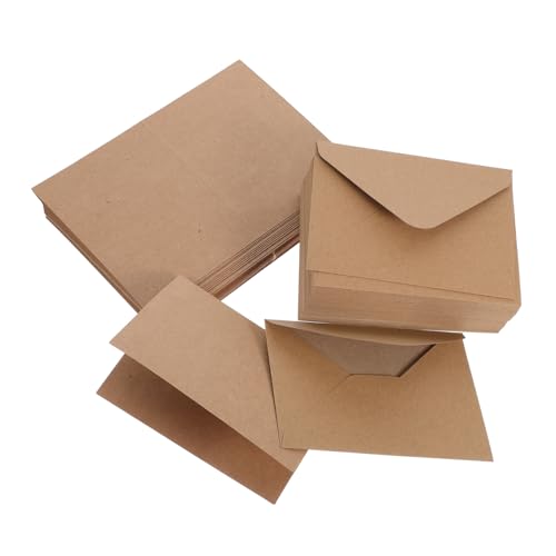 jojofuny 120個 封筒文具セット 折り厚紙 誕生日メモカード 茶色の封筒 カー