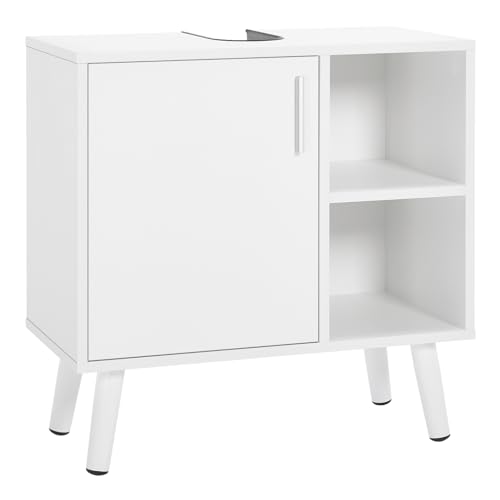 EUGAD Waschbeckenunterschrank mit Tür, Badezimmerschrank mit 2 offenen Ablagen, Schrank im...
