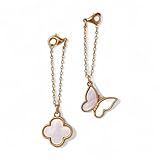 PRADHAN ACCESSORIES Gold Plated Pearl Finish Clover & Butterfly Watch Charms for Women, Anti-Tarnish Stylish Watch Jewellery, Combo of 2