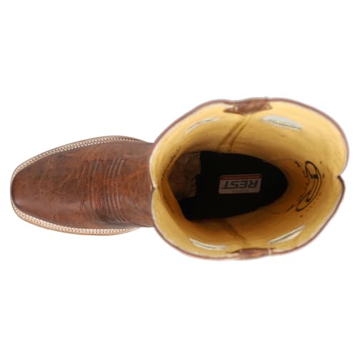 ROPER Mens Ride Em' Cutter Embroidered Square Toe Pull On Casual Boots Mid Calf - Blue, Brown4