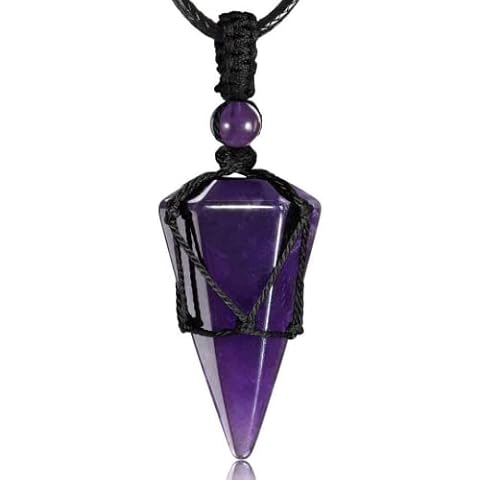 WULILONG Amethyst Healing Crystal Necklace Wire Wrapped Quartz Crystals Stone Point Gemstone Pendant Necklace Reiki Chakra Quartz Necklace for Women Men Cover