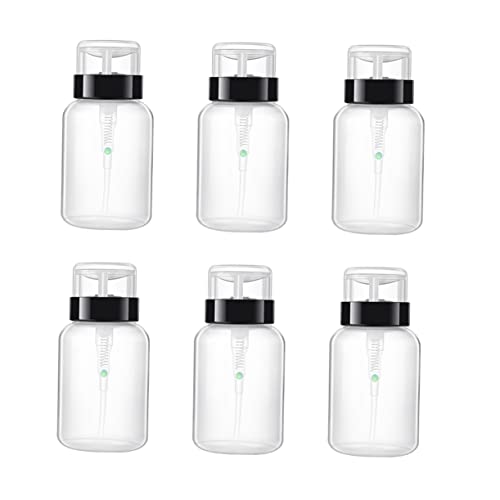 Ipetboom 6個プラスチック製ロック付き除光液プレスポンプボトル 液体小け保存用ディスペンサーボトル 黒色ノズル