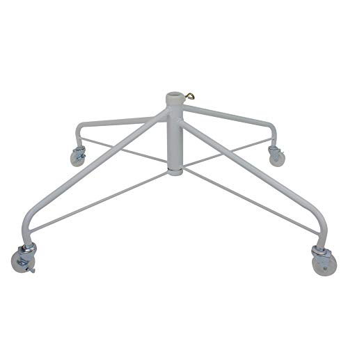 White Metal Rolling Christmas Tree Stand for 9'-12' Artificial Trees