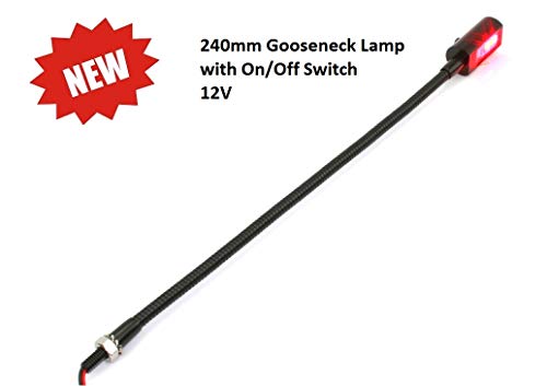 Lámpara LED roja Mini Gooseneck con Interruptor 240mm 12V miniatura 2