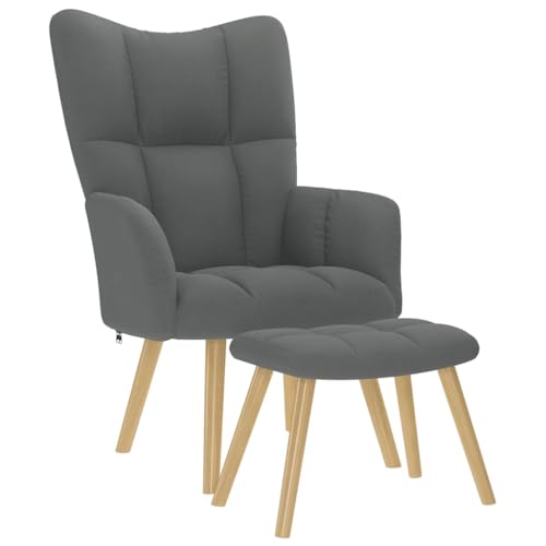 Genérico Sillón de Relax con Taburete Tela Gris Oscuro,Mobiliario,Sillas,Sillones,4016779