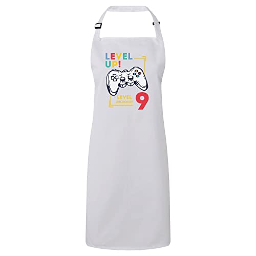 Tablier cuisine enfant 9 ans blanc pour ateliers pâtisserie gaming