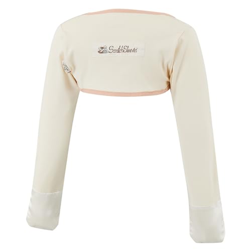 Guantes infantiles antirrascado de 3-4 años con mangas suaves en color crema y cappuccino
