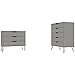 Manhattan Comfort Rockefeller Mid Century Modern 5 3-Drawer Bedroom Dresser Set, Off White