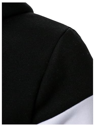 GORGLITTER Men's Letter Graphic Drawstring Pullover Hoodie Colorblock Long Sleeve Hooded Sweatshirts4