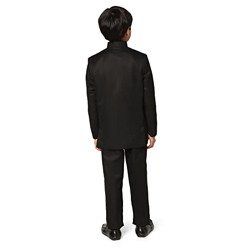 Image of TAHVO Boys Cotton Blend Solid Bandhgala Regular Fit Blazer