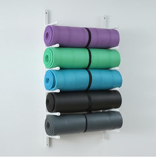 Estante de pared para esterillas de yoga que mantiene tus bloques de ejercicio limpios