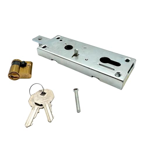 PREFER - Serratura per Basculante/Garage con Cilindro a Profilo Europeo, Maniglia in Folle, Interasse 60 mm - Sistema di Sicurezza Antiscasso Resistente per Porte Esterne da Garage