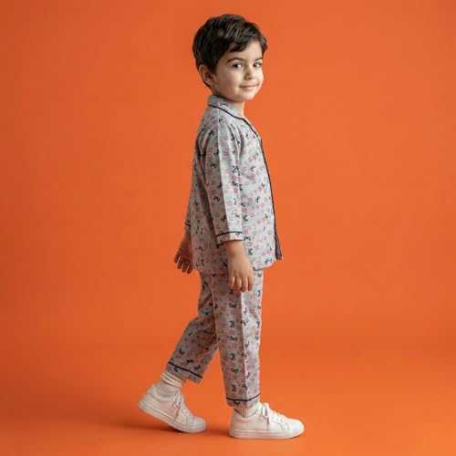 Image of CLAP Kids Cotton Printed Full Sleeves Night Suit