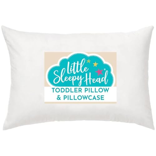 Toddler Bed Pillow with Cotton Pillow Case – 13x18 Kids...