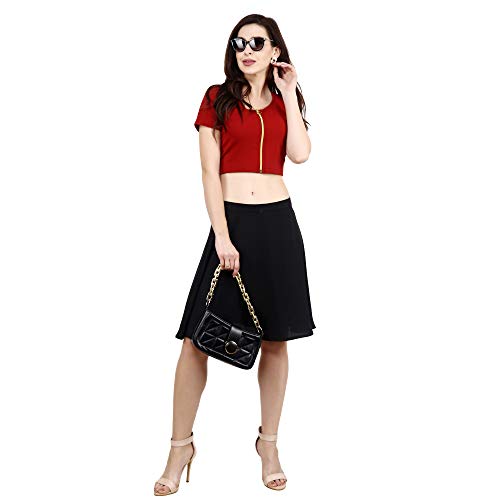 Image of POPWINGS Solid Casual Sleeveless Regular-Fit Crop Tops for Women with Front Chain| Crop Tops for Women Stylish Western Summer Wear