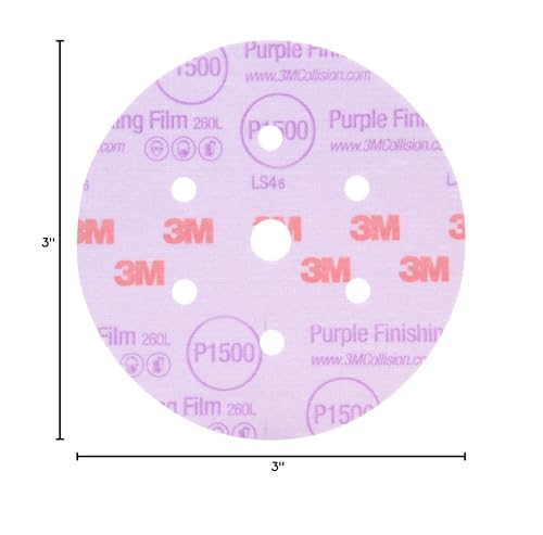 Image of 3M 30368 Hookit Purple 3 inch P1200 Grit Finishing Film Disc