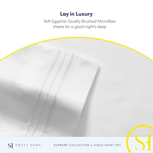 Split King Sheets - Breathable Luxury Sheets with Full Elastic & Secure Corner Straps Built In - 1800 Supreme Collection Extra Soft Deep Pocket Bedding Set, Sheet Set, Split King Size, White