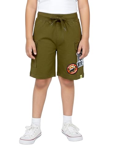 Image of KiddoPanti Boys 100% Cotton Knitted Above Knee Length Basic Cargo Shorts