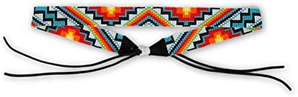 Hat Band Cowboy Western Beaded Hatband Turquoise Orange White Men Women Handmade