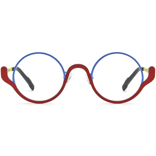 Image of FONEX Colorful Pure Titanium Glasses Frame Women Retro Round Eyeglasses