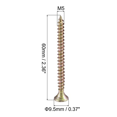 Tornillos para madera M5 x 60mm Cabeza plana Phillips 50pcs miniatura 2