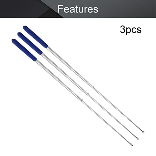 Image of Othmro 3Pcs Hollow Telescopic Teachers Pointer, Teaching Pointer Stick for Classroom, Metal Hand Retractable Pointer Extended Length 63 inch, Handheld Presenter Whiteboard Pointer (Blue)