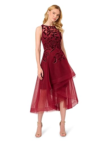 Image of Adrianna Papell Women's Halter Velvet Tulle Dress