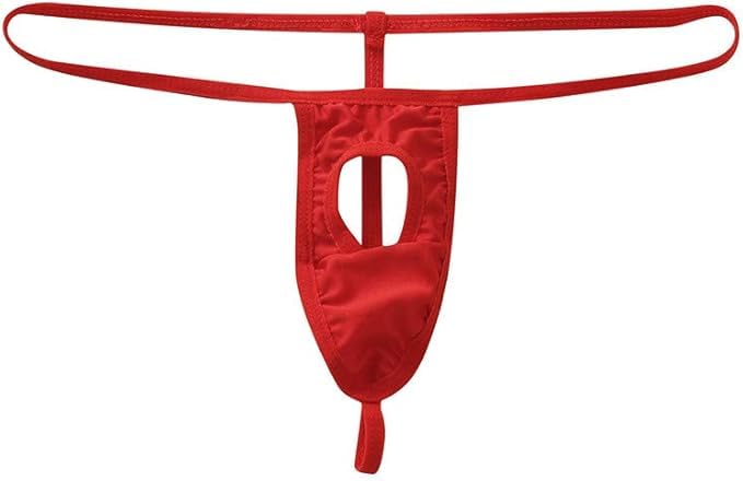 String Brief Men’s Fashion Sexy Mini Thong Underwear Hole Opening T Pants Funny Gift