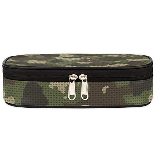 Image of Pardick Green Camouflage Big Capacity Pencil Pen Case Camo Print Large Pencil Pouch with Zipper Compartments Pencil Bag for Boys Girls Adults Student Office School Supplies