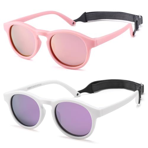 Pro Acme Baby Sunglasses with Strap, Polarized Flexible UV400 for Newborn Infant Toddler Age 0-24 Months2