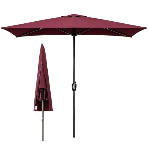 WNGJZZYC Parasol De Terraza Semirrectangular, Lona Protectora UV E Hidrófuga De Cinco Varillas, Con Manivela, Sin Base, Refugio Exterior Para Balcón, Jardín, Plataforma, Cafetería(Red)