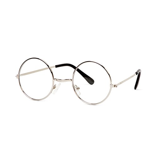 Circular Silver Frame Clear Lens Glasses