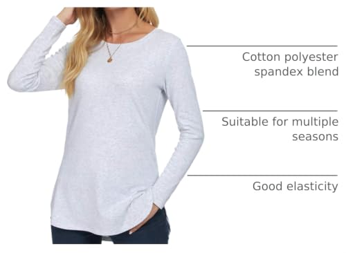 Image of Herou Women's Casual Long /Short Sleeve T Shirt Crewneck with Side Split Fall Pullover Loose Tunic Sweater Tops