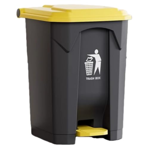 AOUTNペダル式ゴミ箱 蓋付き大型ビジネス用・キッチン・レストラン向け 大容量家庭用・屋外兼用 長持ち商用ペダル大型プラスチック清掃箱? (20L,黄色の蓋)