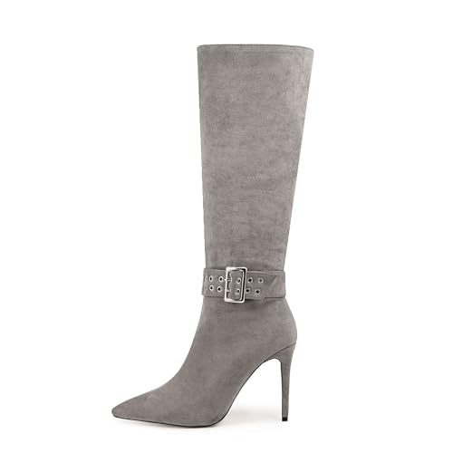 Bottes hautes à talons aiguilles pour femmes avec fermeture éclair