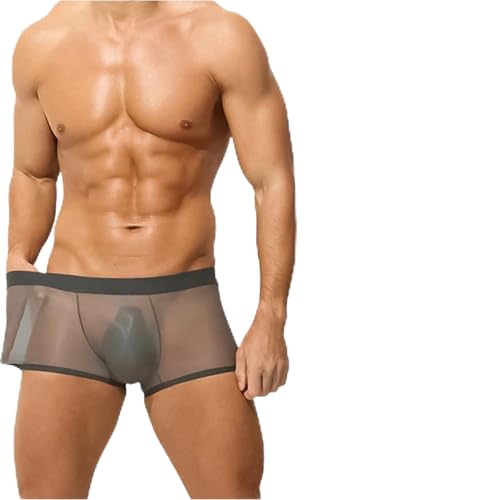 Niksy Men’s Ultra-Thin Ice Silk Transparent Boxer Briefs, Sheer Breathable Underwear – 2025 Lightweight Silk Shorts for Men
