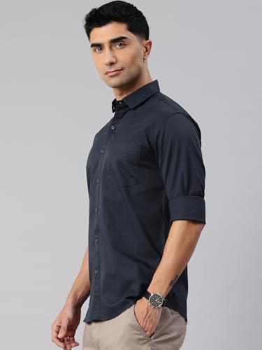 Image of Majestic Man Men's Cotton Slim Fit Solid Casual Shirt
