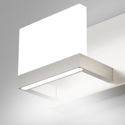 Image of Tipace Brushed Nickel Modern Vanity Light Fixtures 4 Lights LED Bathroom Lights Up and Down Bathroom Wall Lighting Over Mirror(White Light 6000K)