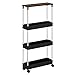 SONGMICS Carro con Ruedas, Carro de Almacenamiento de Cocina de 4 Niveles con 6 Ganchos, Estantería Estrecha y Delgada, Marco de Acero Inoxidable, Marrón Rústico y Negro KSC030B01