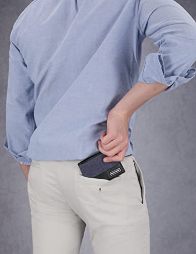 Skechers Men's Slimfold Canvas Vegan Leather RFID Wallet, Blue Patch, One Size4