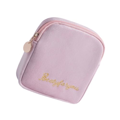 PEPLAYTAL Bolsa de Almacenamiento para Toallas Sanitarias con Cremallera y Portátil Monedero de Algodón para Mujer para Viajes al Aire y Oficina Color Rosa Joven
