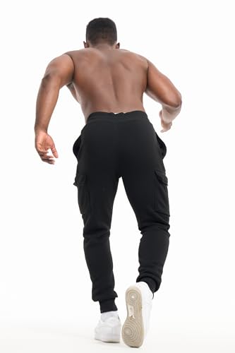 Men's 3-Pack Fleece Athletic Workout Jogger Sweatpants with Cargo Pockets and Drawstring Size S-3XL3